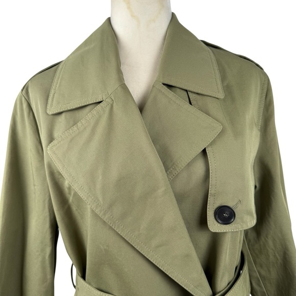 ZARA Oversized Belted Double Breasted Long Trench Coat Khaki Taupe Green  XSmall - Picture 5 of 16